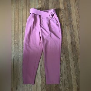 High Waisted Pink Belted Zara Trousers